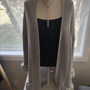 Light Grey Destroyed Sweater Duster